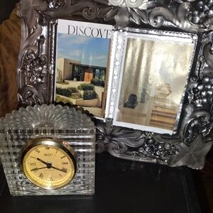 Elegant Crystal Photo Frame with Crystal Clock